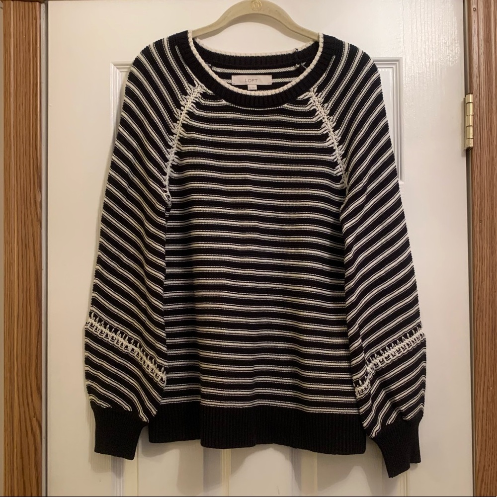Loft long sleeve black & white striped sweater